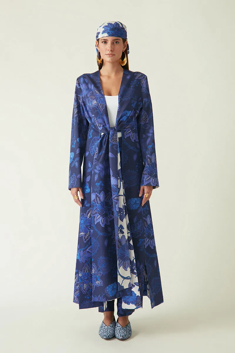 Rockefeller Holidays I  Kelang Reversible Printed Jacket Modal Satin White/Navy Java collection 7JV-47
