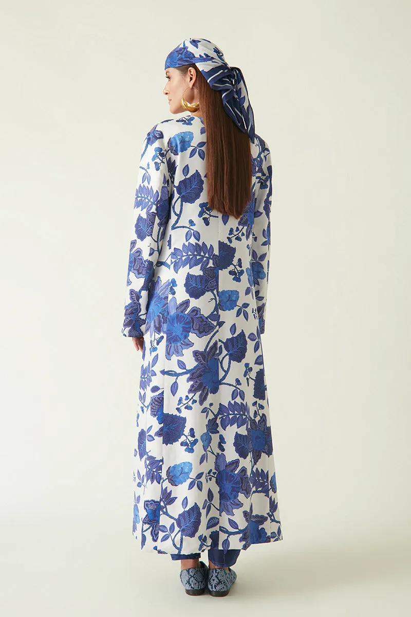 Rockefeller Holidays I  Kelang Reversible Printed Jacket Modal Satin White/Navy Java collection 7JV-47