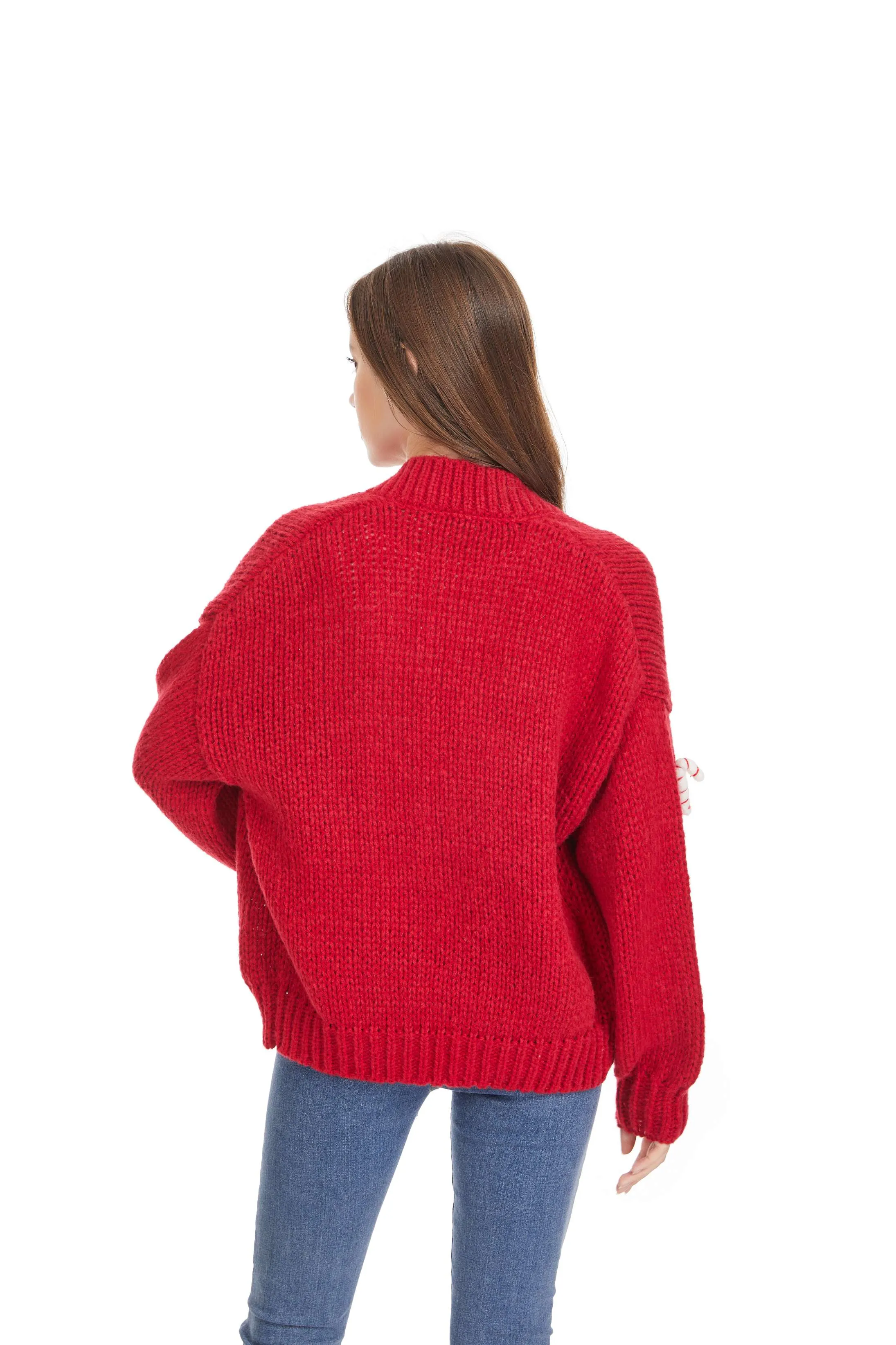 ROFFE 3D CANDY CANE CARDIGAN