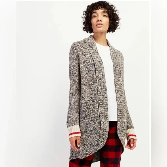 Roots Cotton Cabin Long Cardigan Tan Light Brown Twee Preppy Mod Retro Neutral