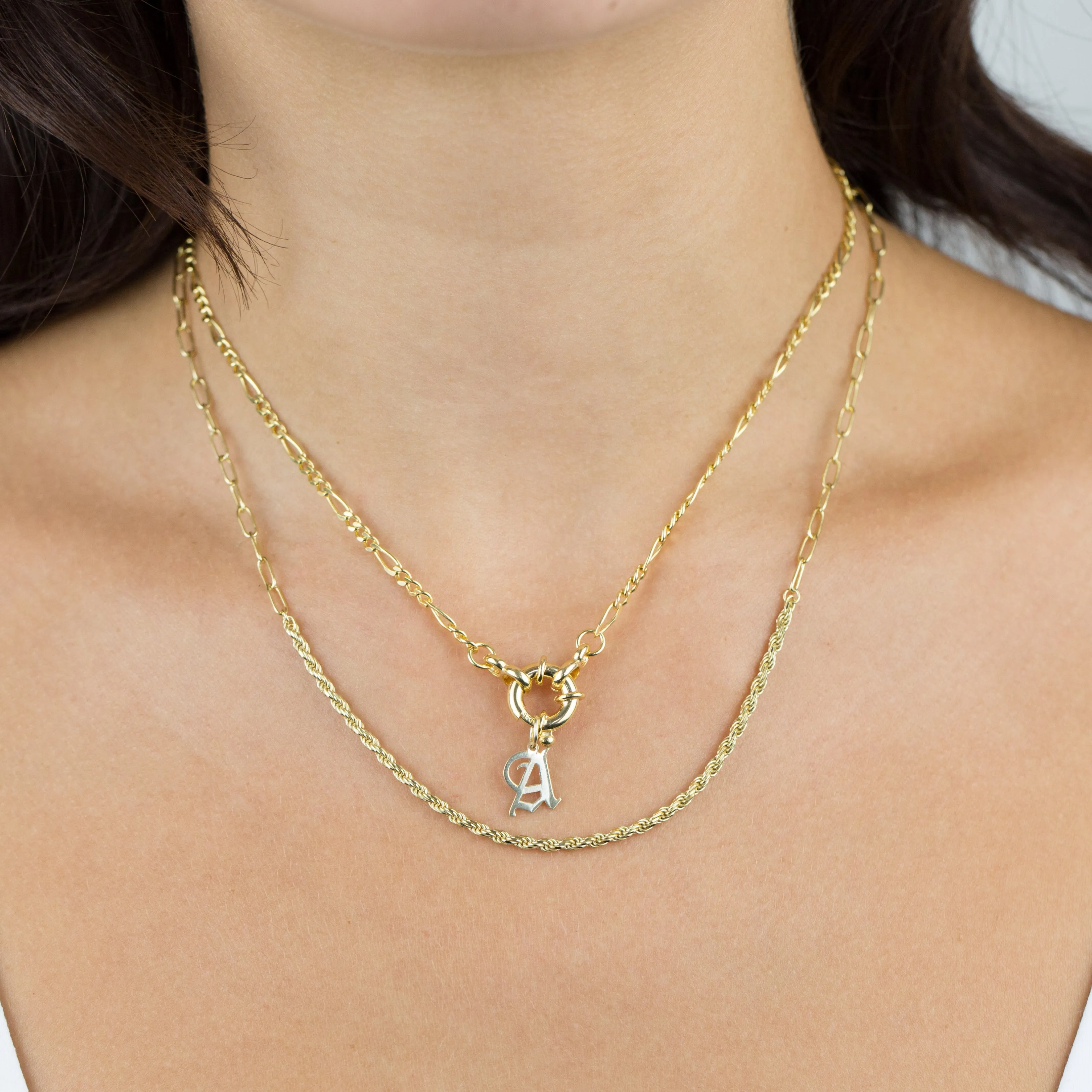 Rope Chain X Oval Link Necklace