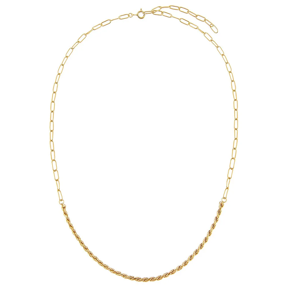 Rope Chain X Oval Link Necklace