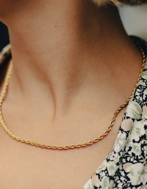 Rope Twist Chain Necklace  - Gold