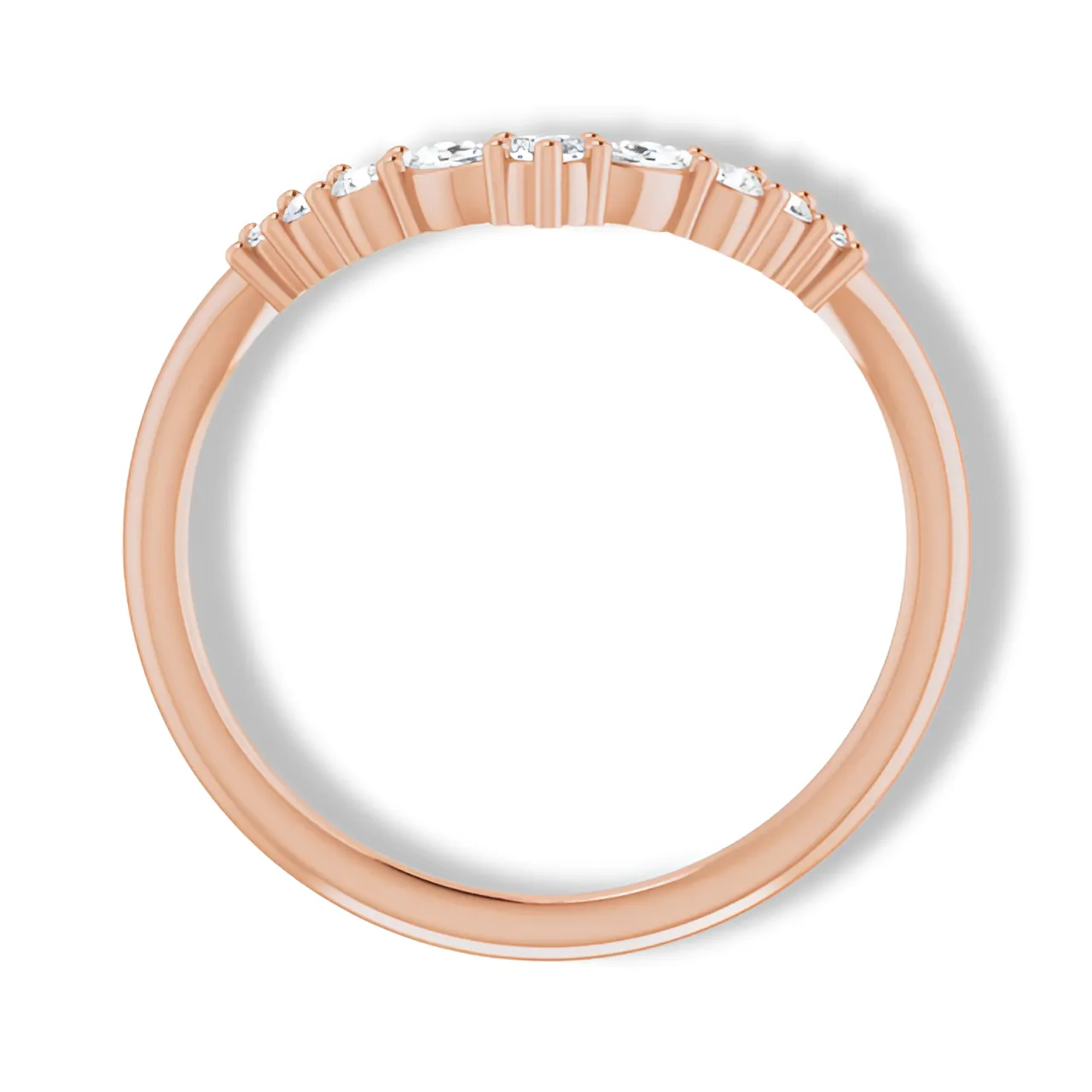 Round And Marquise Diamond Curved Band