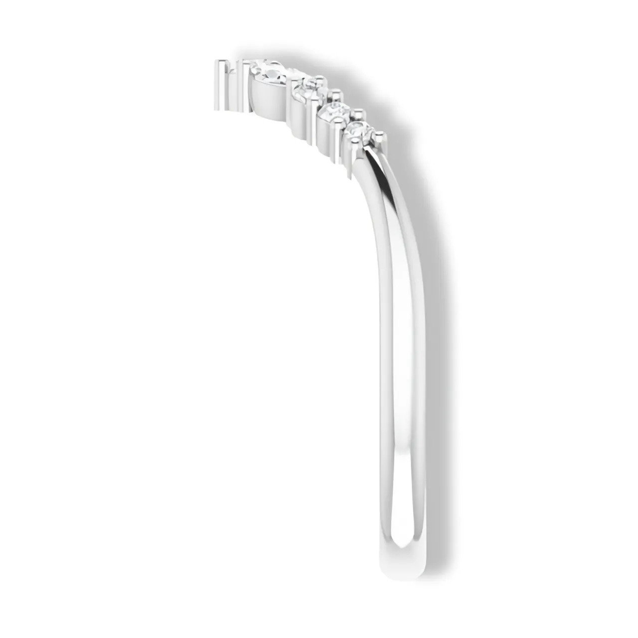 Round And Marquise Diamond Curved Band