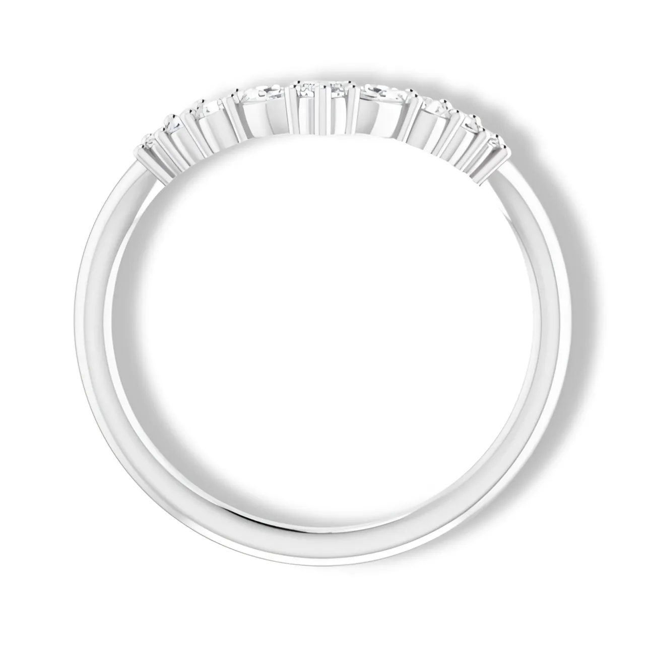 Round And Marquise Diamond Curved Band