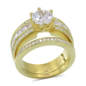 Round Cubic Zirconia Wedding Ring Set