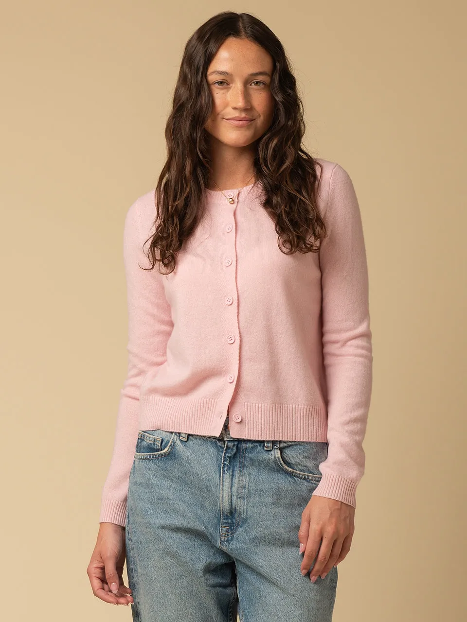 Round Neck Cardigan_Pink Blush