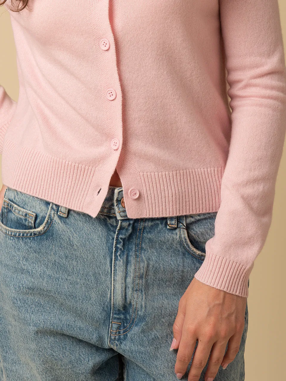 Round Neck Cardigan_Pink Blush
