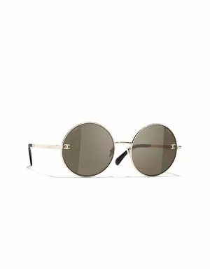 Round Non Polarized Sunglasses 4268 C395 - 3 - 54 In Gold/brown