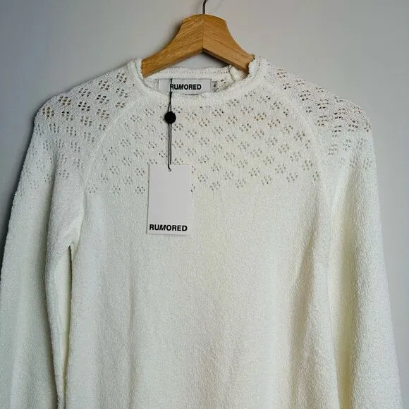 RUMORED Anthropologie Vermont Sweater Dress White Mini Dress Grad Spring Y2K NWT