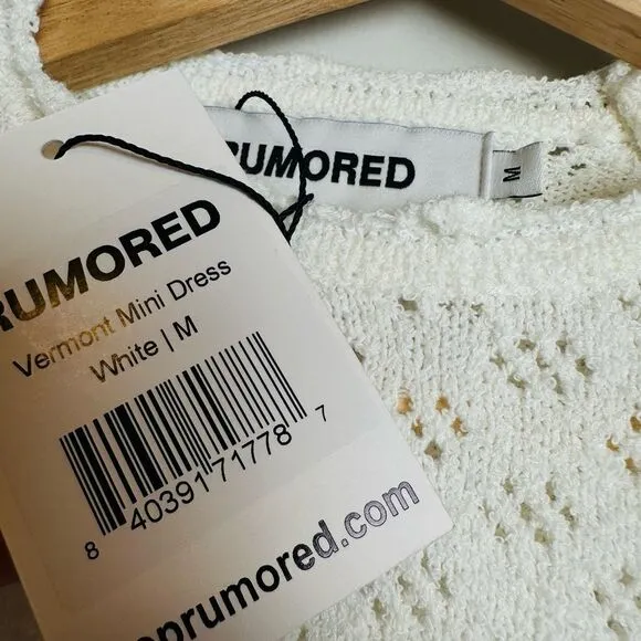 RUMORED Anthropologie Vermont Sweater Dress White Mini Dress Grad Spring Y2K NWT