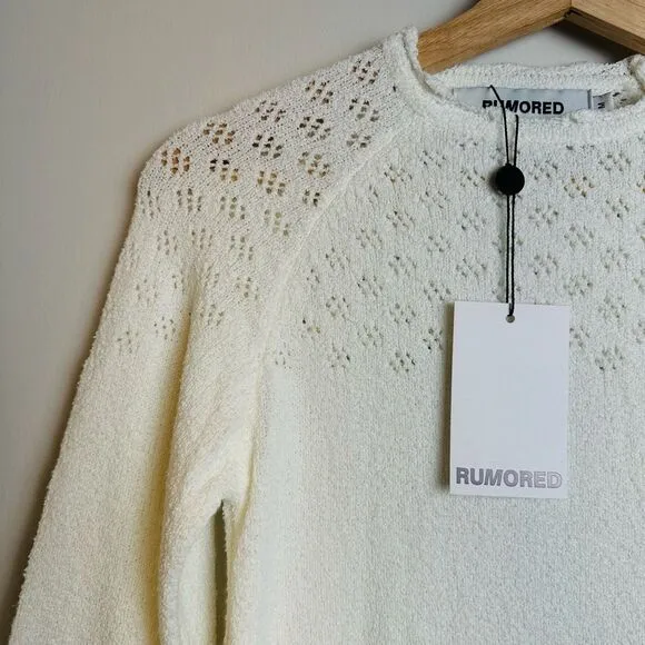 RUMORED Anthropologie Vermont Sweater Dress White Mini Dress Grad Spring Y2K NWT