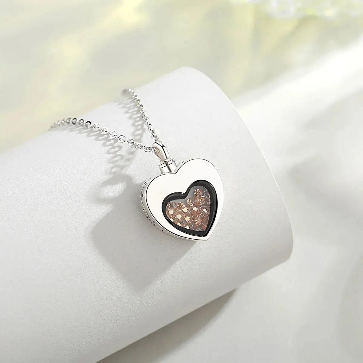 S925 Sterling Silver Heart Urn Locket for cremation ashes. Comes in several Birth Stone crystal colors