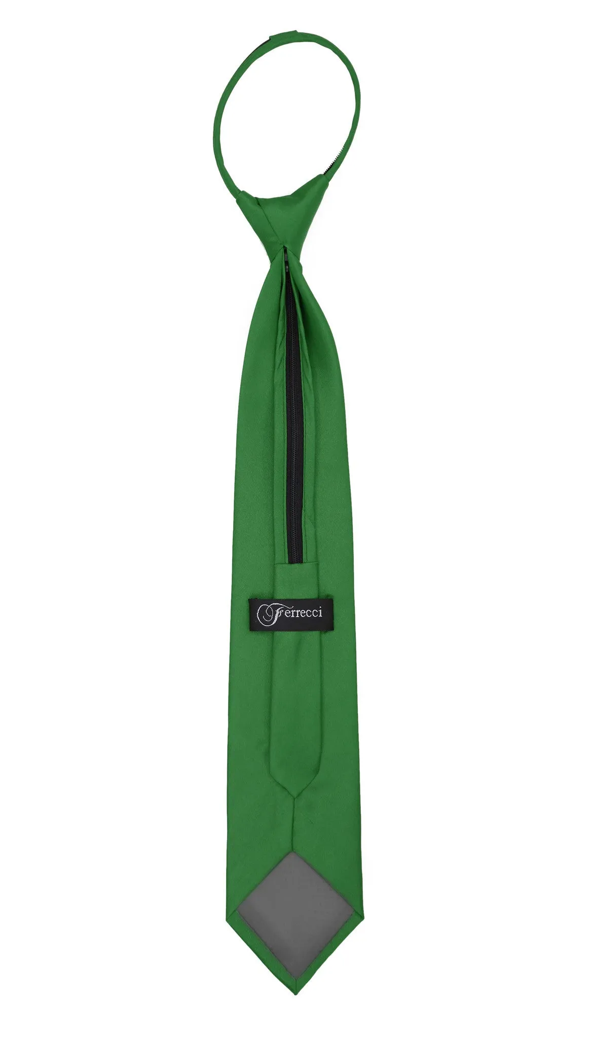 Satine Green Zipper Tie with Hankie Set