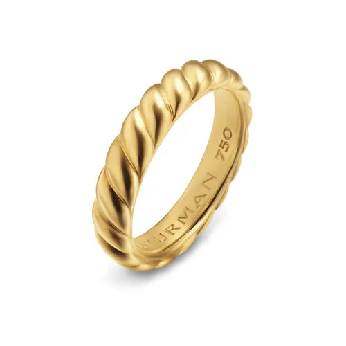 Sculpted Cable Band Ring in 18K Yellow Gold, 5mm, Size 8