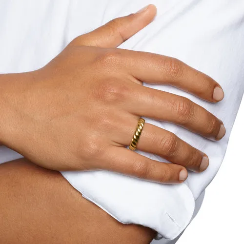Sculpted Cable Band Ring in 18K Yellow Gold, 5mm, Size 8