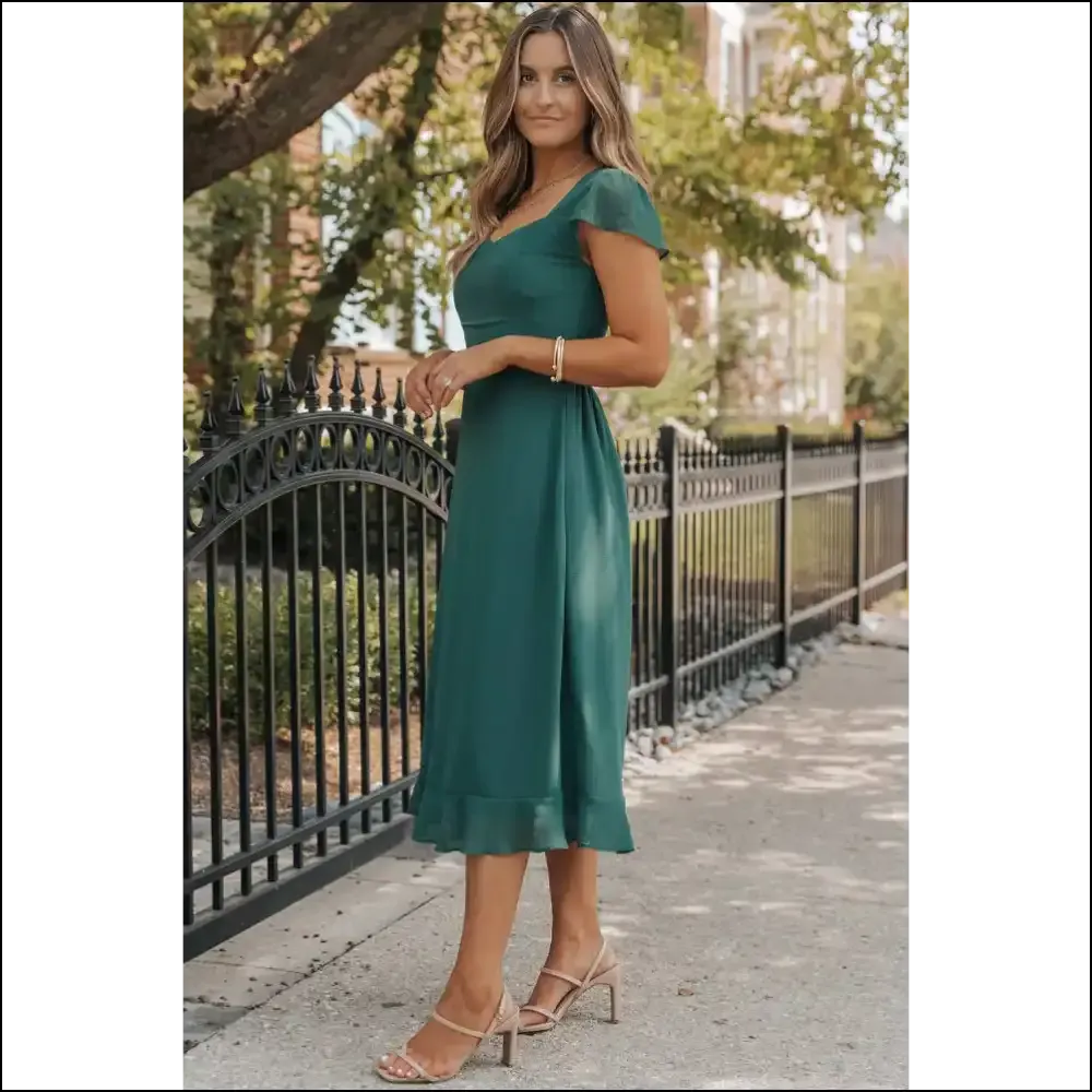 Sea Green Shirred Midi Dress: Mermaid , Drowning in Style at Needful Things 🧜‍♀️