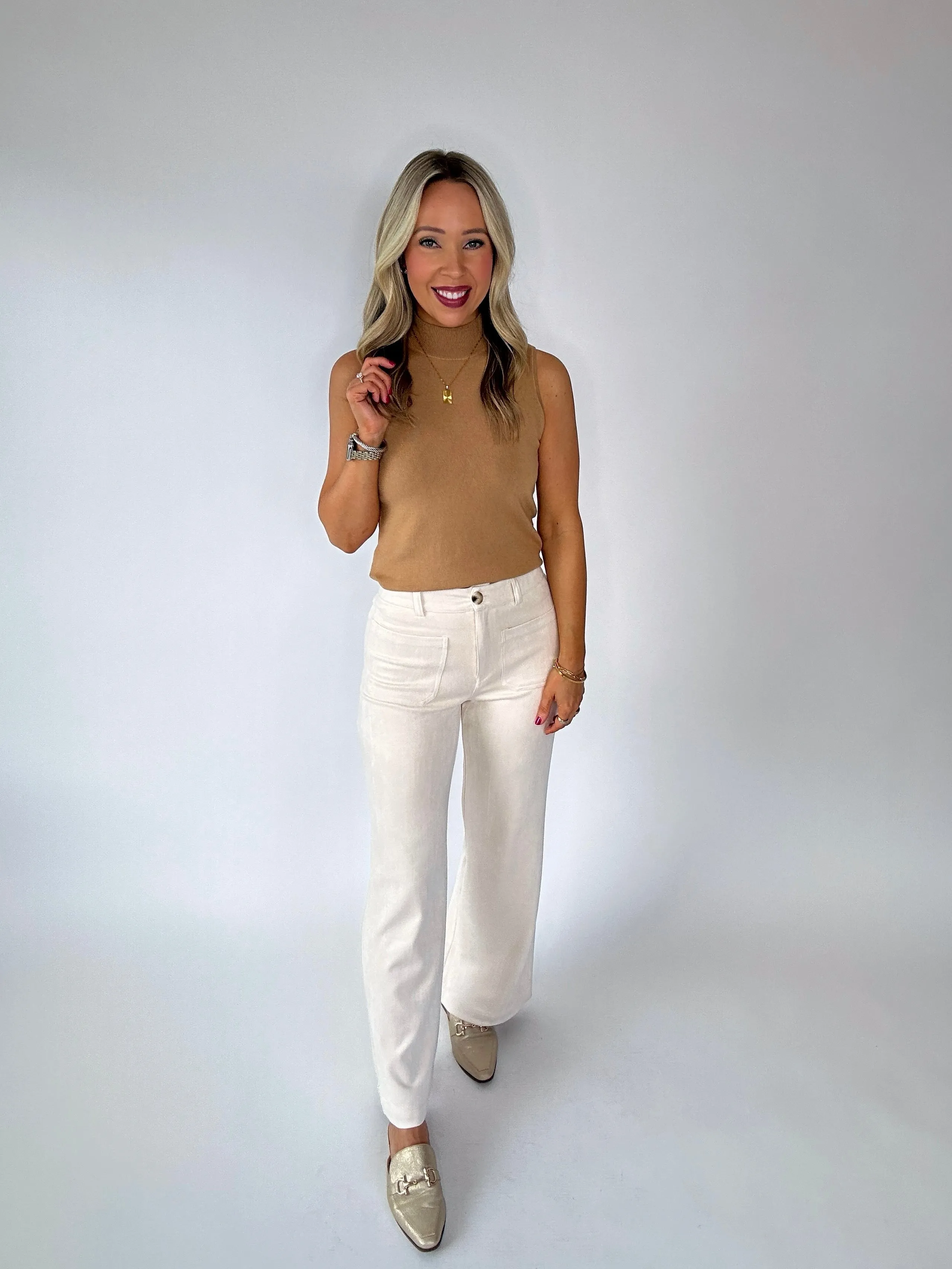 Seal The Deal Mock Neck Top - Camel