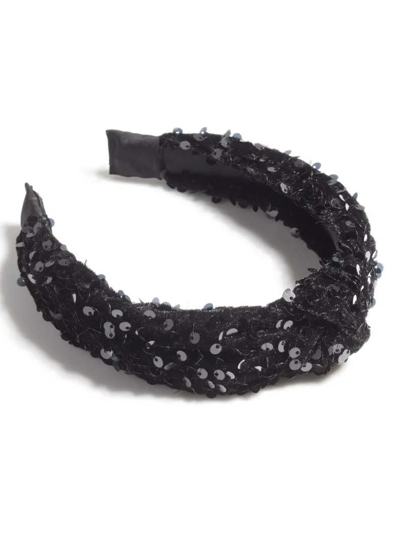 Shiraleah Knotted Sequin Headband - Black