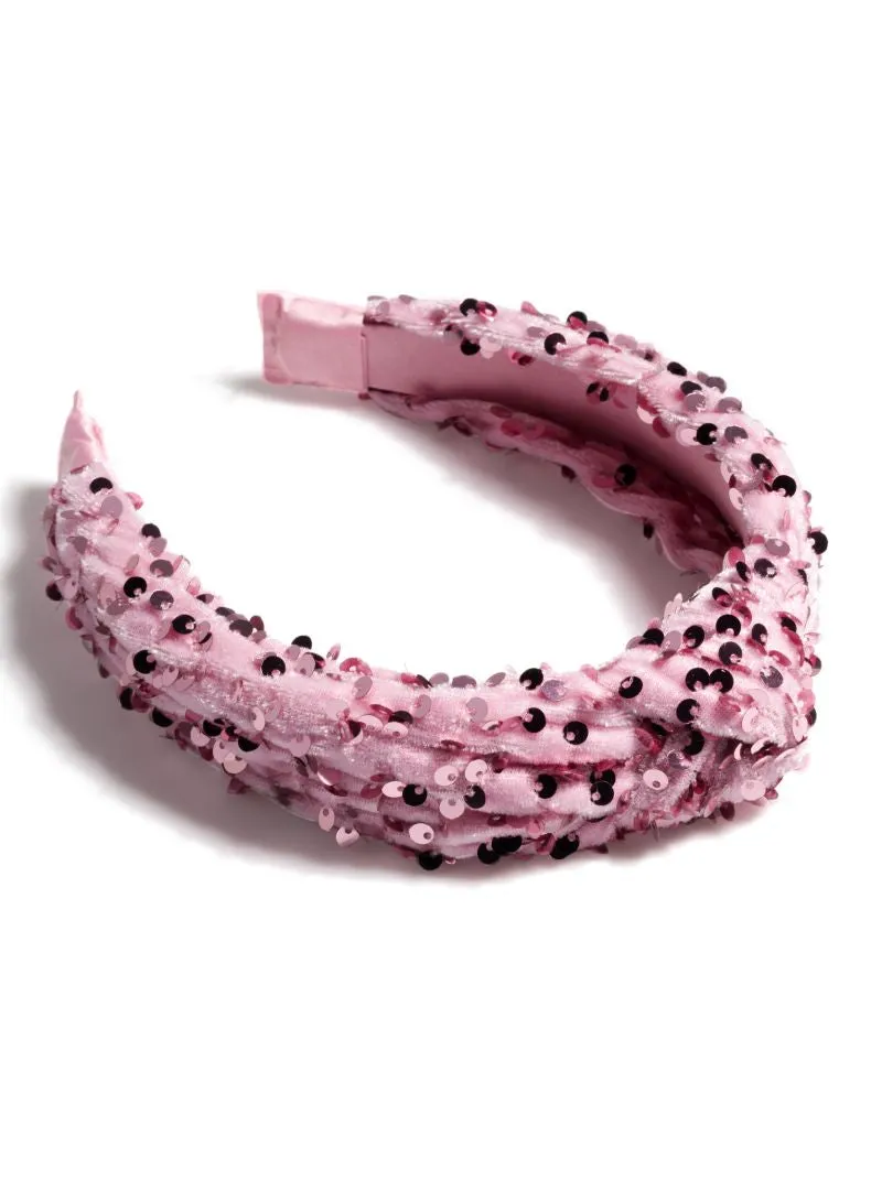 Shiraleah Knotted Sequin Headband - Pink