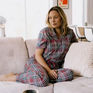 Short Sleeve V-Neck Nightshirt with Henley Placket