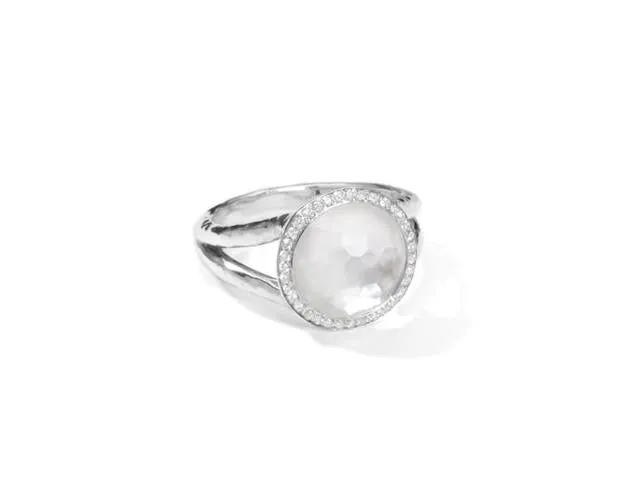 Silver Mother Of Pearl and Diamond Mini Ring