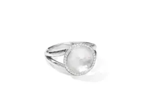 Silver Mother Of Pearl and Diamond Mini Ring