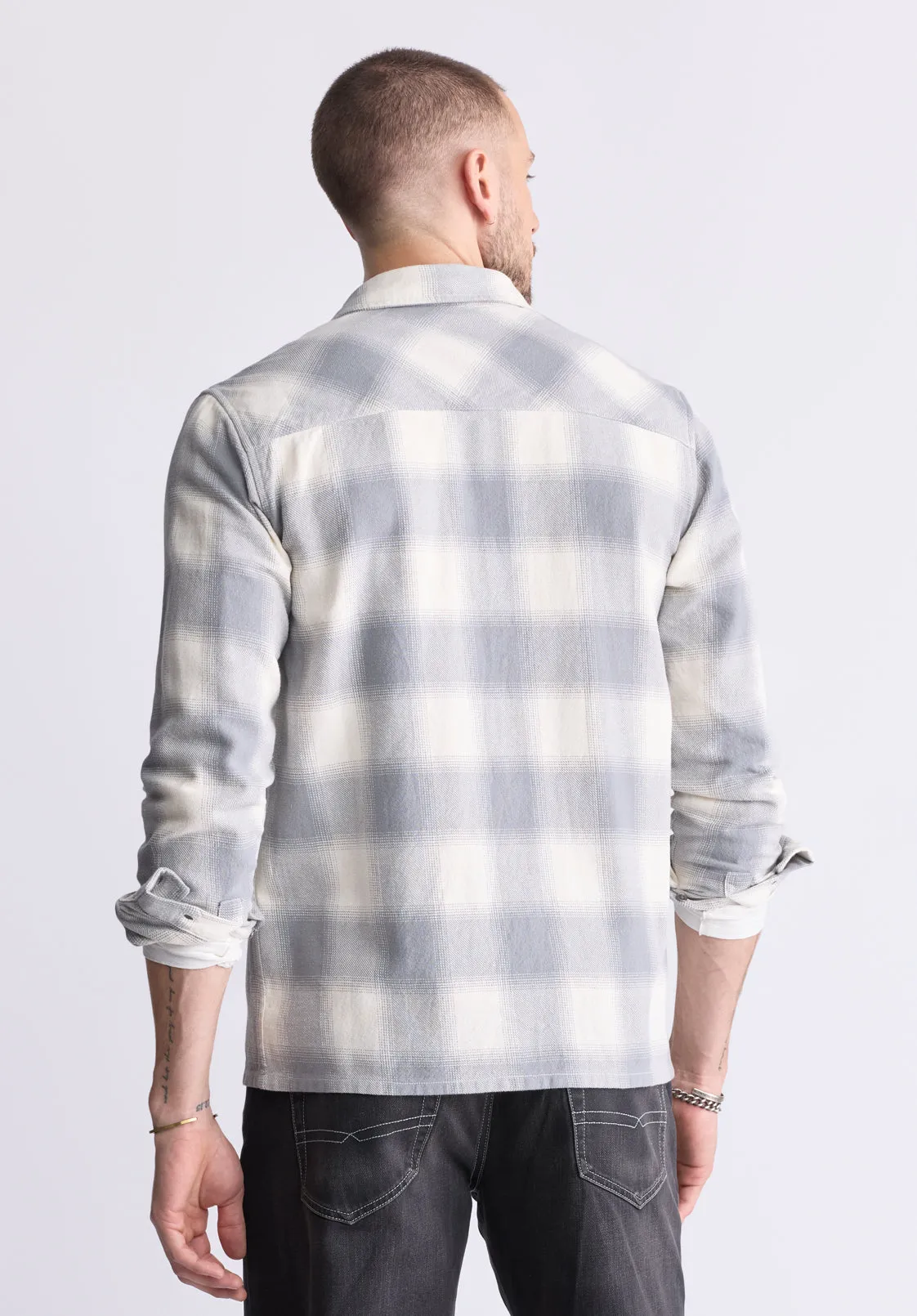 Sinclair Men's Long-Sleeve Plaid Shirt, Grey - BM24428