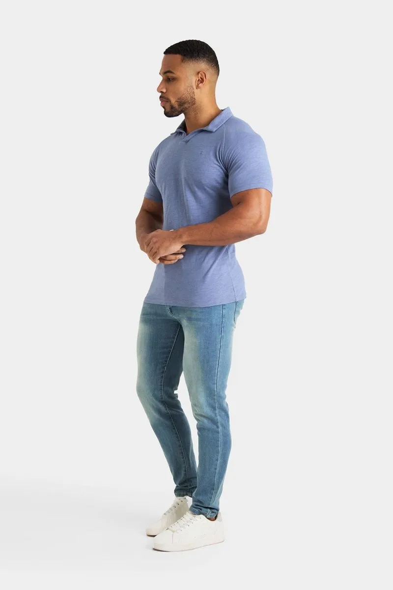 Slub Buttonless Polo in Washed Ink