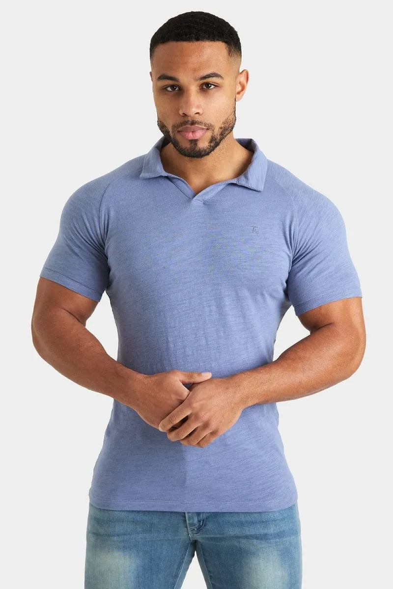 Slub Buttonless Polo in Washed Ink