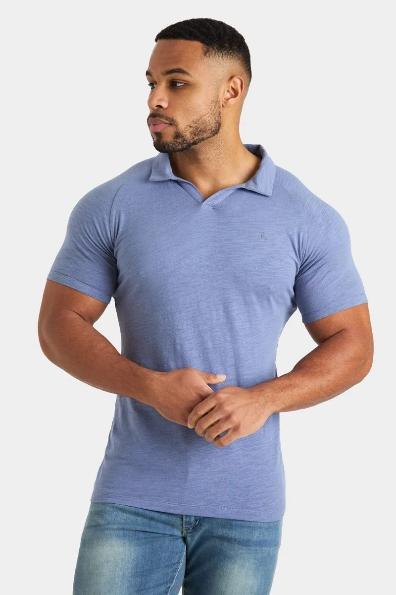 Slub Buttonless Polo in Washed Ink