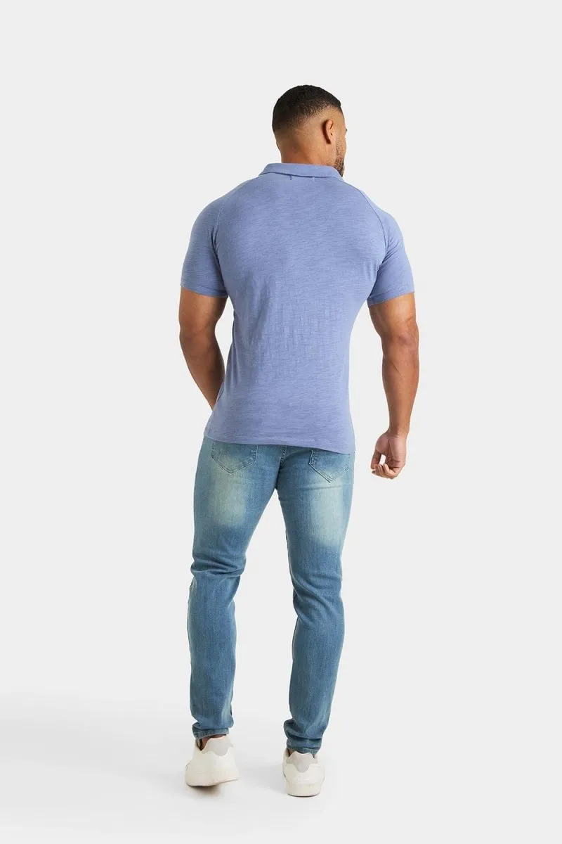 Slub Buttonless Polo in Washed Ink