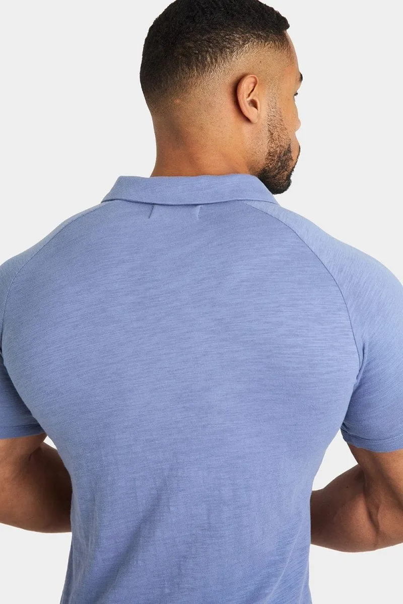 Slub Buttonless Polo in Washed Ink
