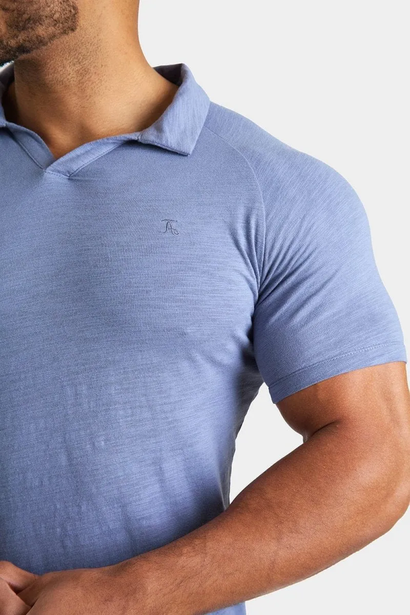 Slub Buttonless Polo in Washed Ink