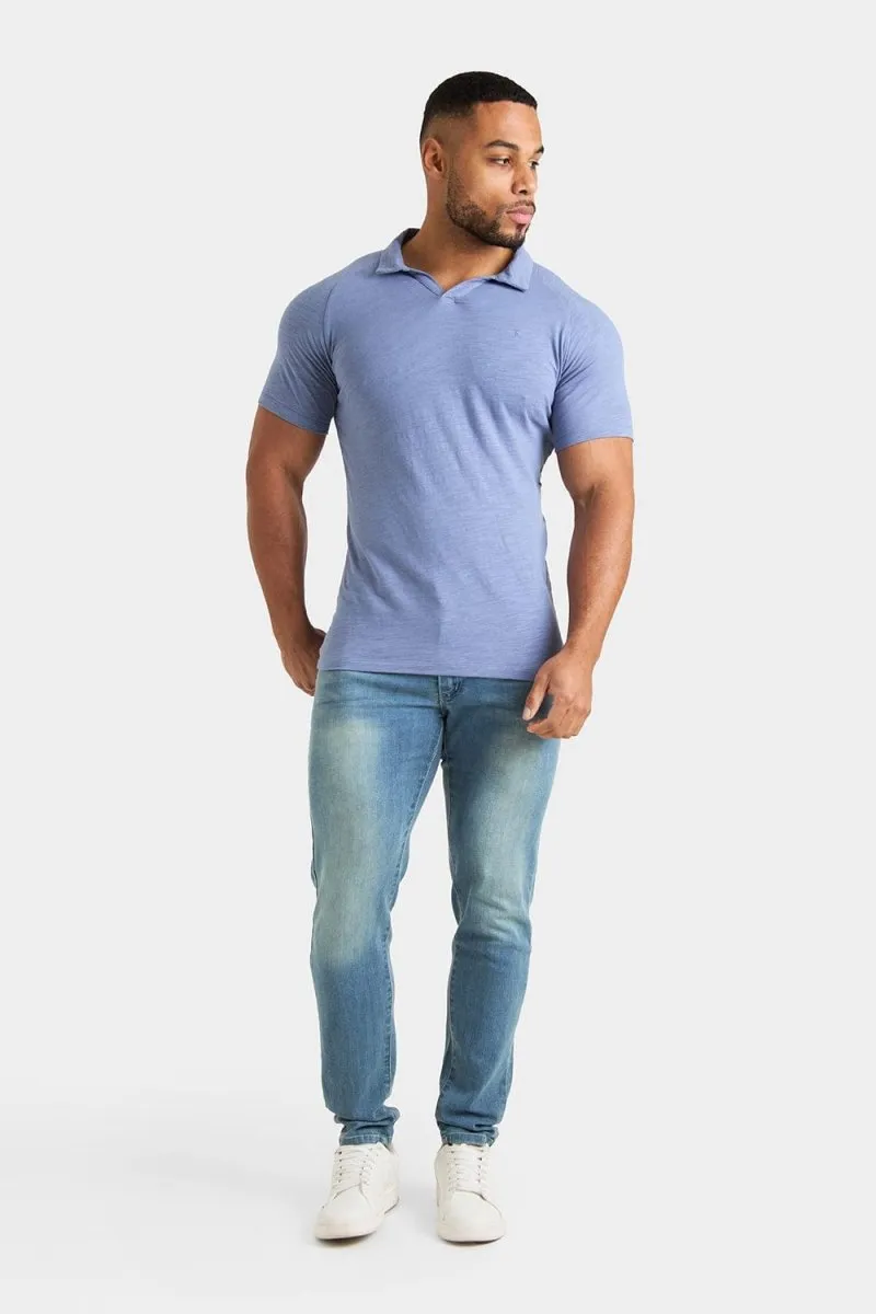 Slub Buttonless Polo in Washed Ink