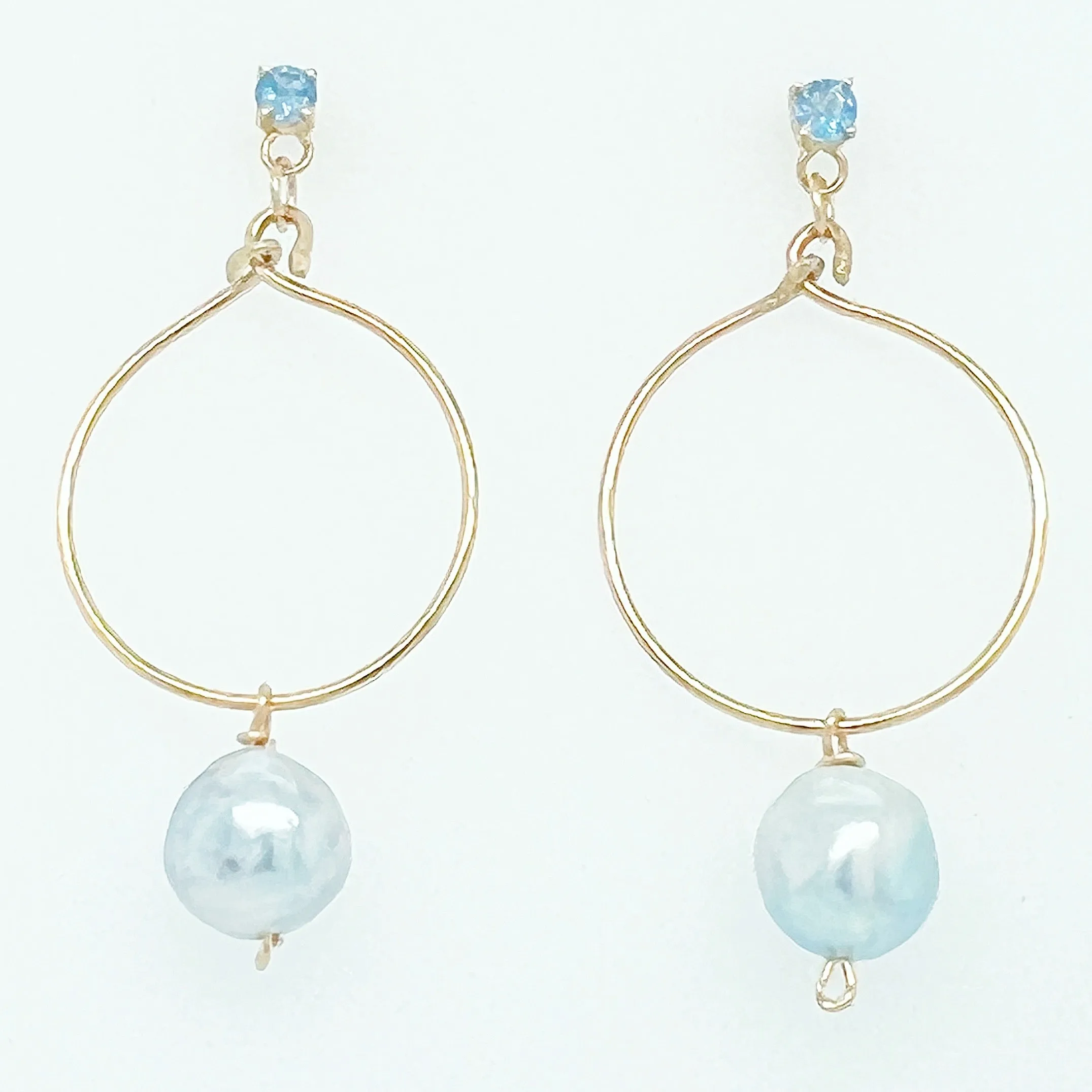 Small Gold Hoops and Pearls