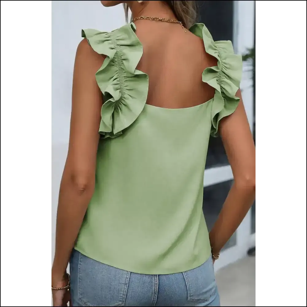 Smoke Green Ruffle: Needful Things'  Fabulous Sleeveless Top 💚