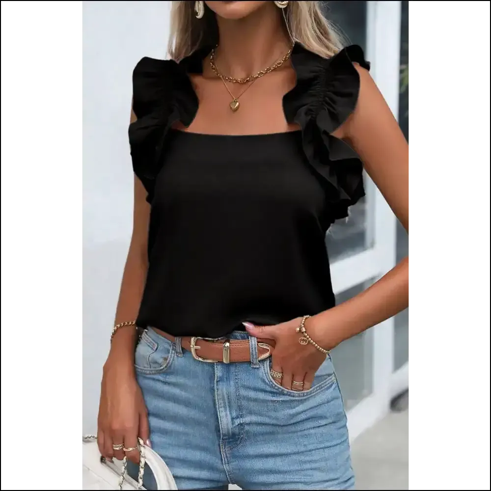Smoke Green Ruffle: Needful Things'  Fabulous Sleeveless Top 💚