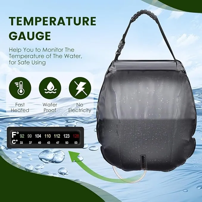 Solar Shower Bag, Portable Solar Shower for Camping, 5 Gallons/20L Camping Shower Bag with Removable Hose and On-Off Switchable Shower Head, Portable Shower for Camping, Hiking, Beach Swimming