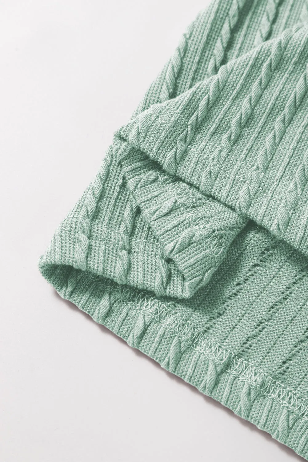 Solid Color Textured Ruffle Short Sleeve Knit Top