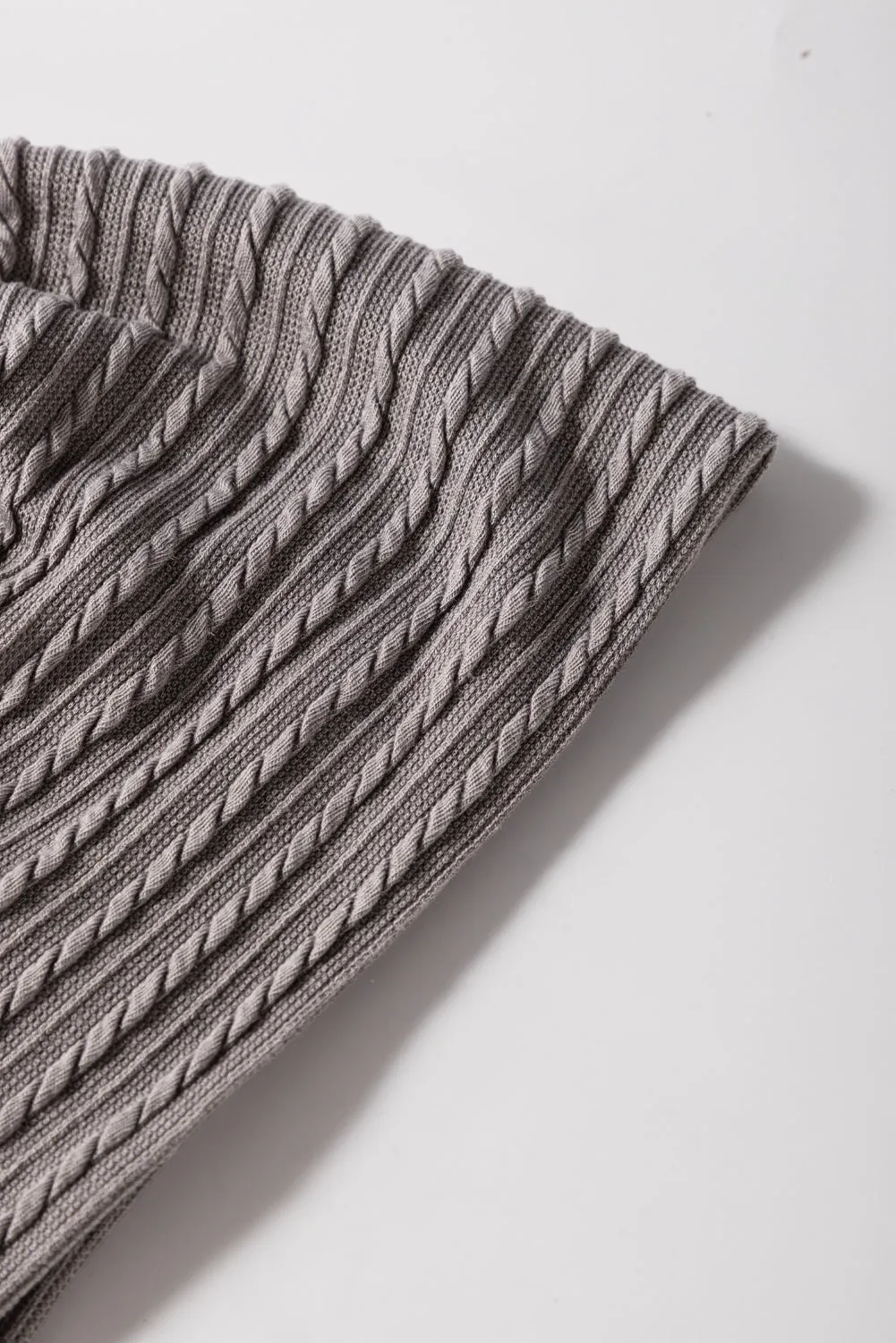 Solid Color Textured Ruffle Short Sleeve Knit Top