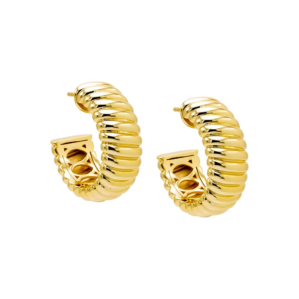Solid Ridged Open Hoop Earring