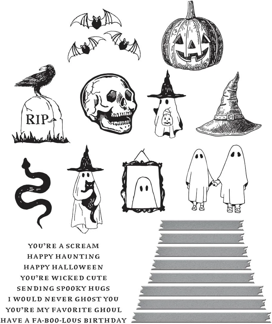 Spellbinders Halloween Icons Press Plate & Die Set -  11 Press Plates 1 Cutting Dies easy