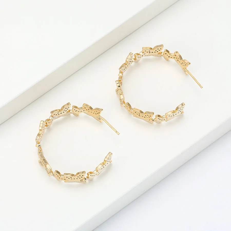 Spring Fashion Diamond Butterfly Hoop Earring