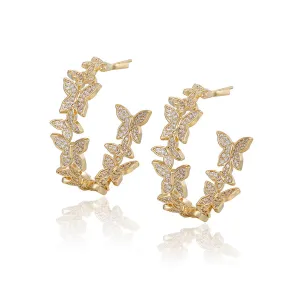 Spring Fashion Diamond Butterfly Hoop Earring