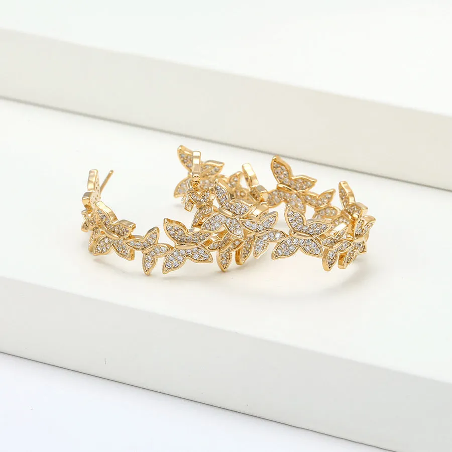 Spring Fashion Diamond Butterfly Hoop Earring