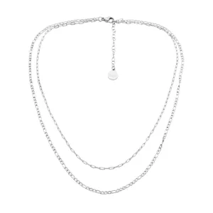 Stainless Steel Double Chain Necklace 40cm with Extender SP130S