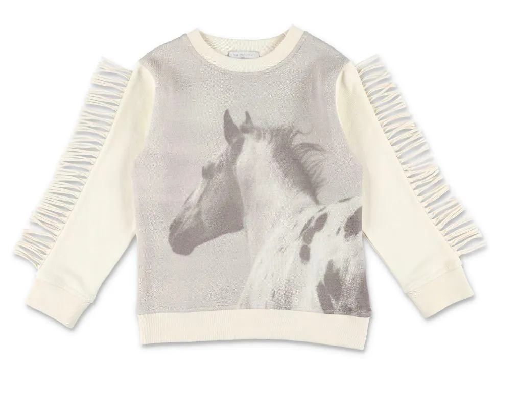 Stella McCartney Kids Horse Print Sweatshirt With Fringes