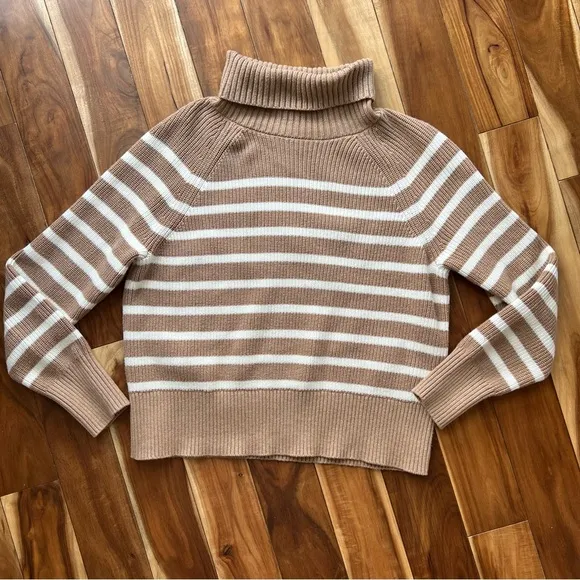 Striped Tan and White Women's Sweater